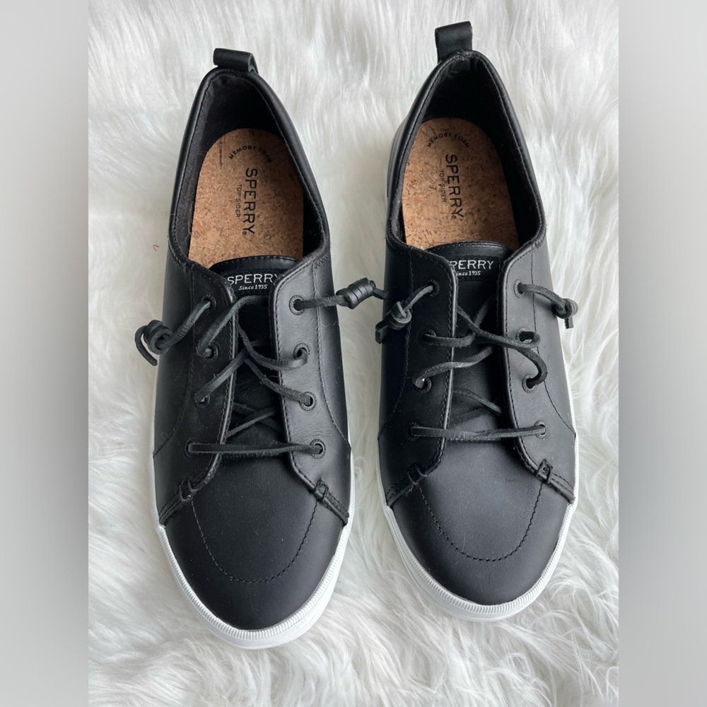 Sperry Crest Vibe Women's Sneakers Black Lace Up Low Top Memory Foam Size 12